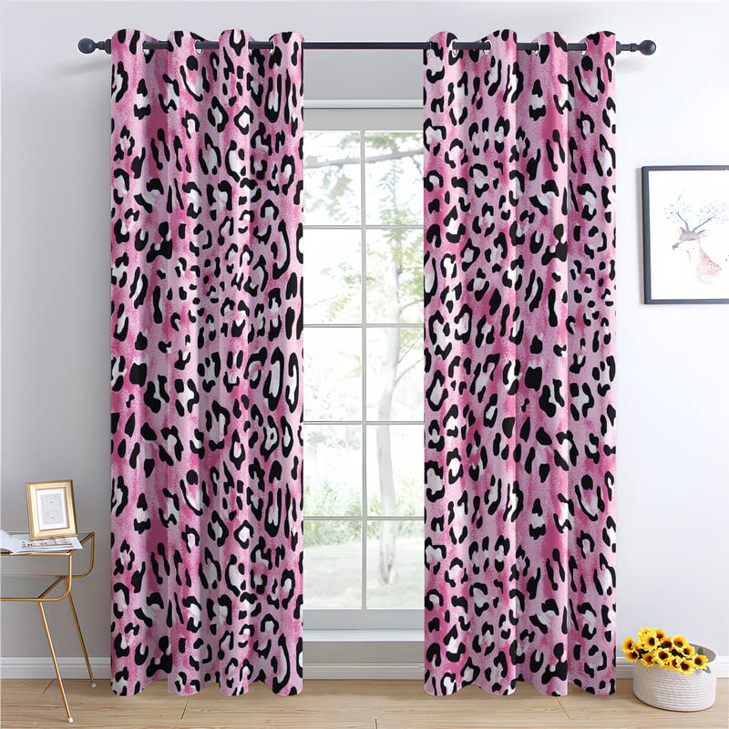 Amazon｜絶妙な遮光カーテン ピンクヒョウ柄カーテン 寝室